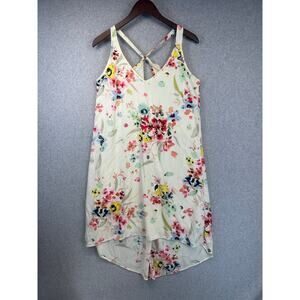 H&M Dress Womens Size 10 Cream Floral Print High low Racerback Sleeveless V-Neck